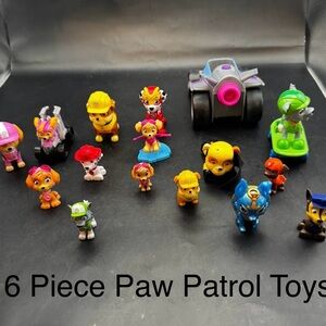 Paw Patrol Lot Of Sixteen Figures And Vehicles; Marshall, Skye, Rubble, Rocky